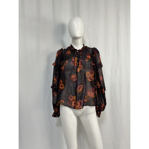Ulla Johnson 'Miray' Black Silk Blouse Size 0 - Picture 2 of 5